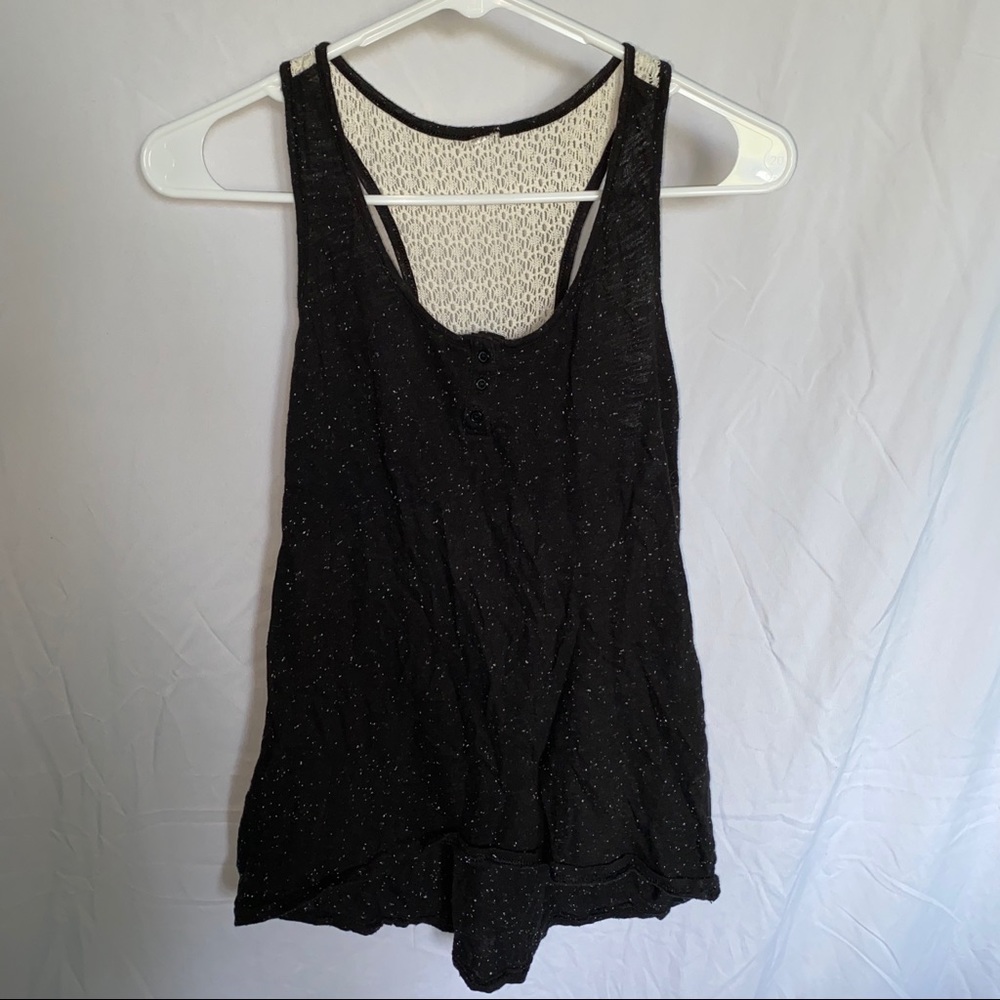 Black tank top with lace backing